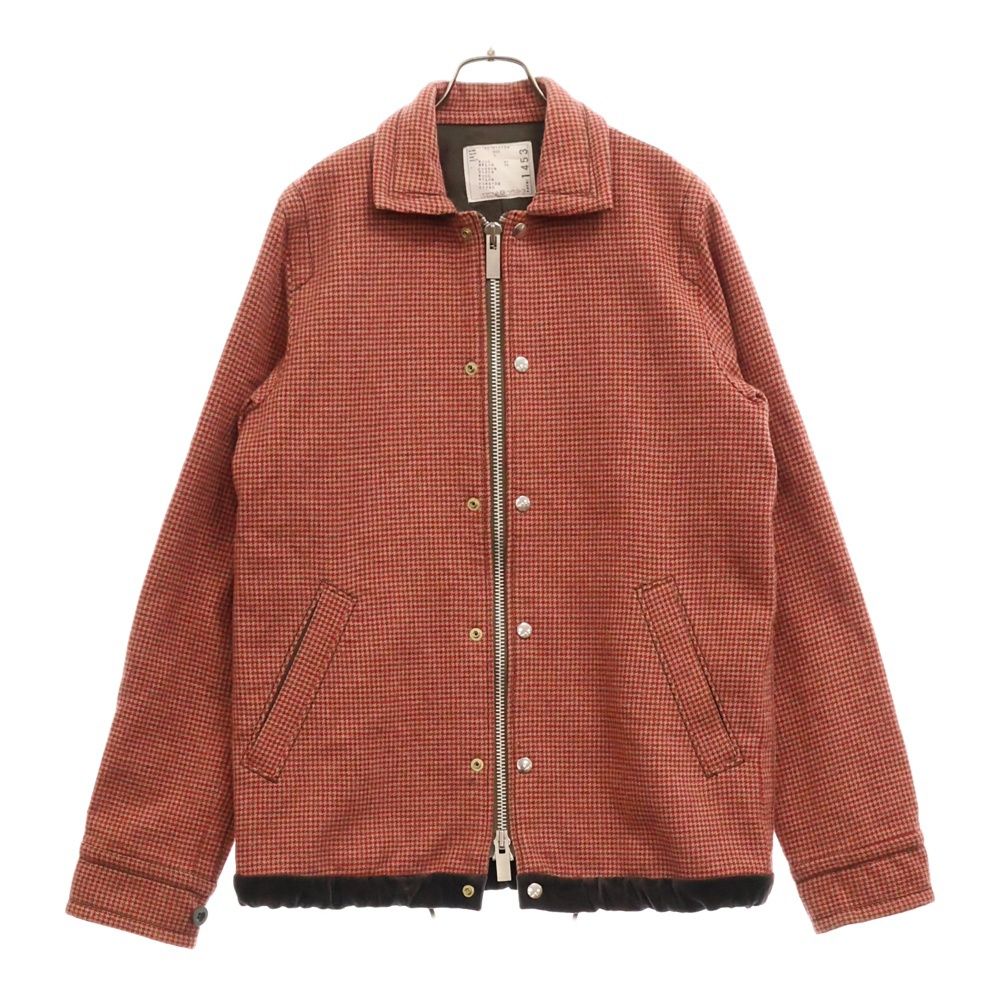 Sacai (サカイ) 17AW ガンクラブチェック ウール ジップアップ ジャケット ブルゾン レッド 17-01453M