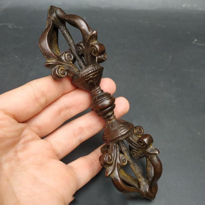 銅 細工 仏具 法器 五股金剛降魔杵 開運 風水 招財 置物 工芸品