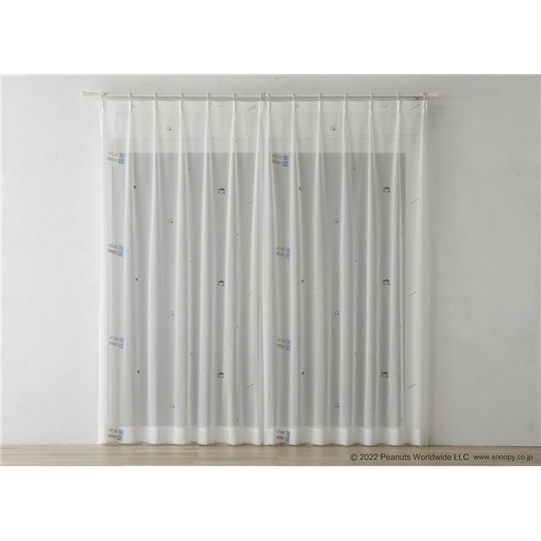 スミノエ PEANUTS レースカーテン ツールズボイル 約幅100×丈176cm ホワイト 1枚入