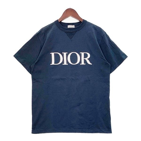 【美品】Dior ネイビー 半袖Tシャツ　刺繍ロゴ　L size 美品】Dior ネイビー 半袖Tシャツ 刺繍ロゴ L size 美品】Dior