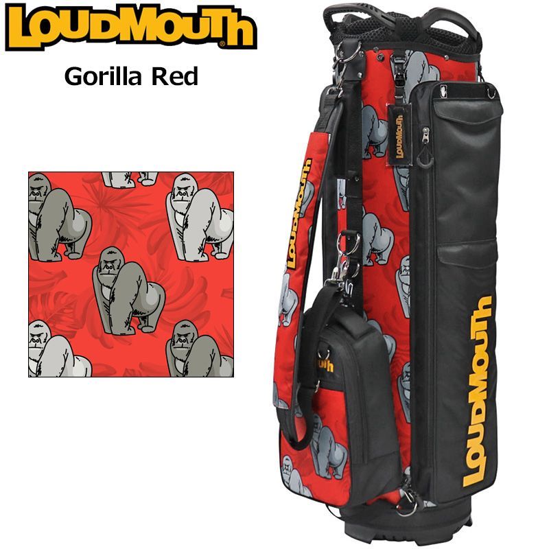 ラウドマウス 9型 キャディバッグ 着脱式ポーチ付 Gorilla Red ゴリラレッド LM-CB0018 772987(295) 新品【Loudmouth正規販売店】