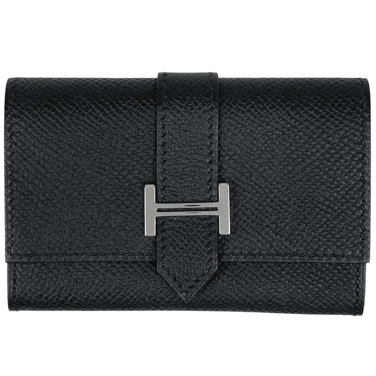 エルメス HERMES ベアン カードケース 名刺入れ Hロゴ カードケース ヴォーエプソン ブラック レディース