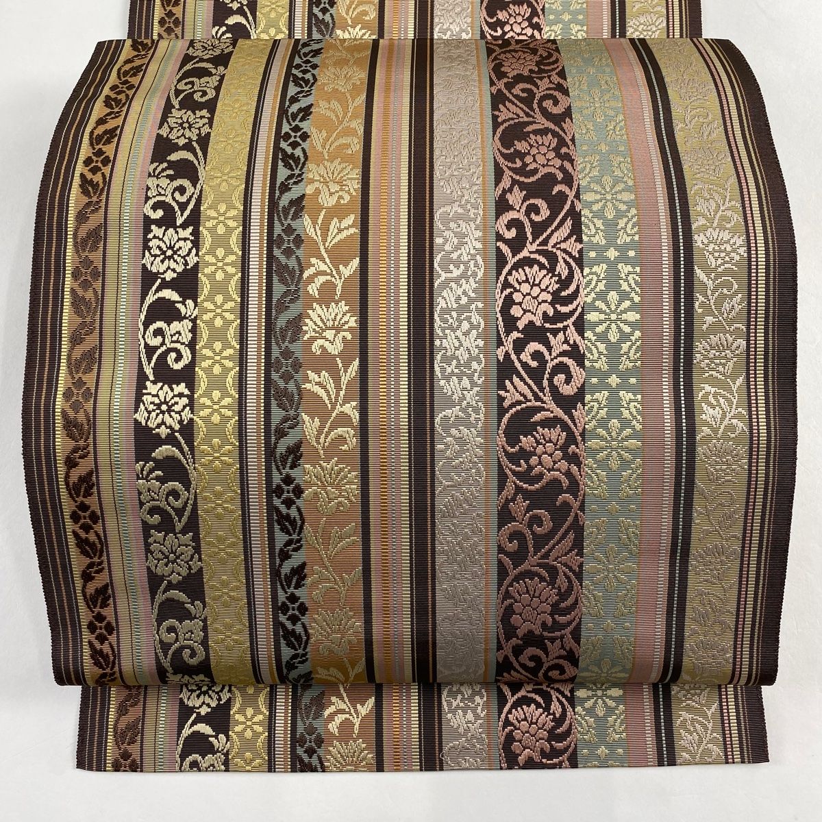 名古屋帯 美品 逸品 証紙 花絽織 八寸名古屋帯 松葉仕立て 縞