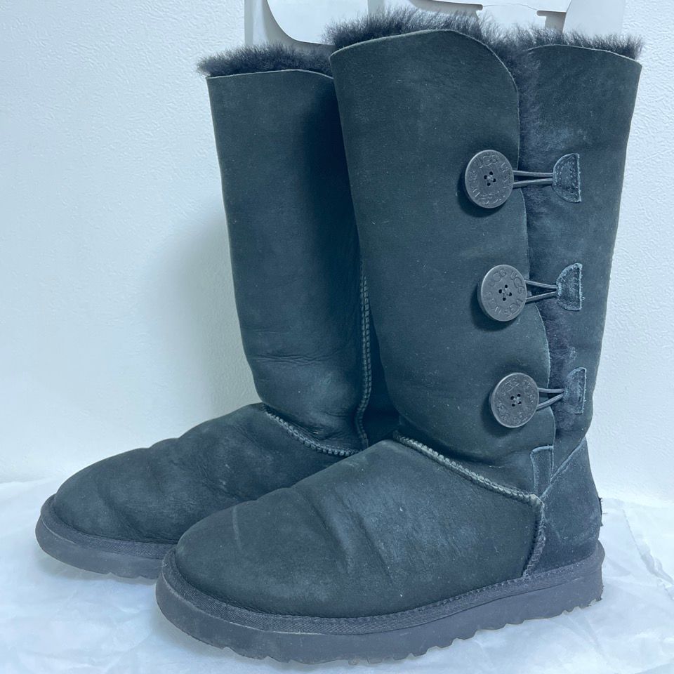 218518】UGG アグ UGG ベイリーボタン ロング ブーツ ・ ブラック 