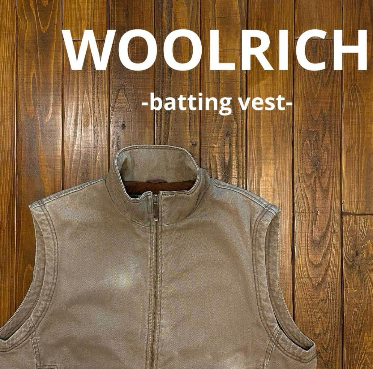 WOOLRICH ウールリッチ】裏地ボーダー中綿ベスト XL WOOLRICH