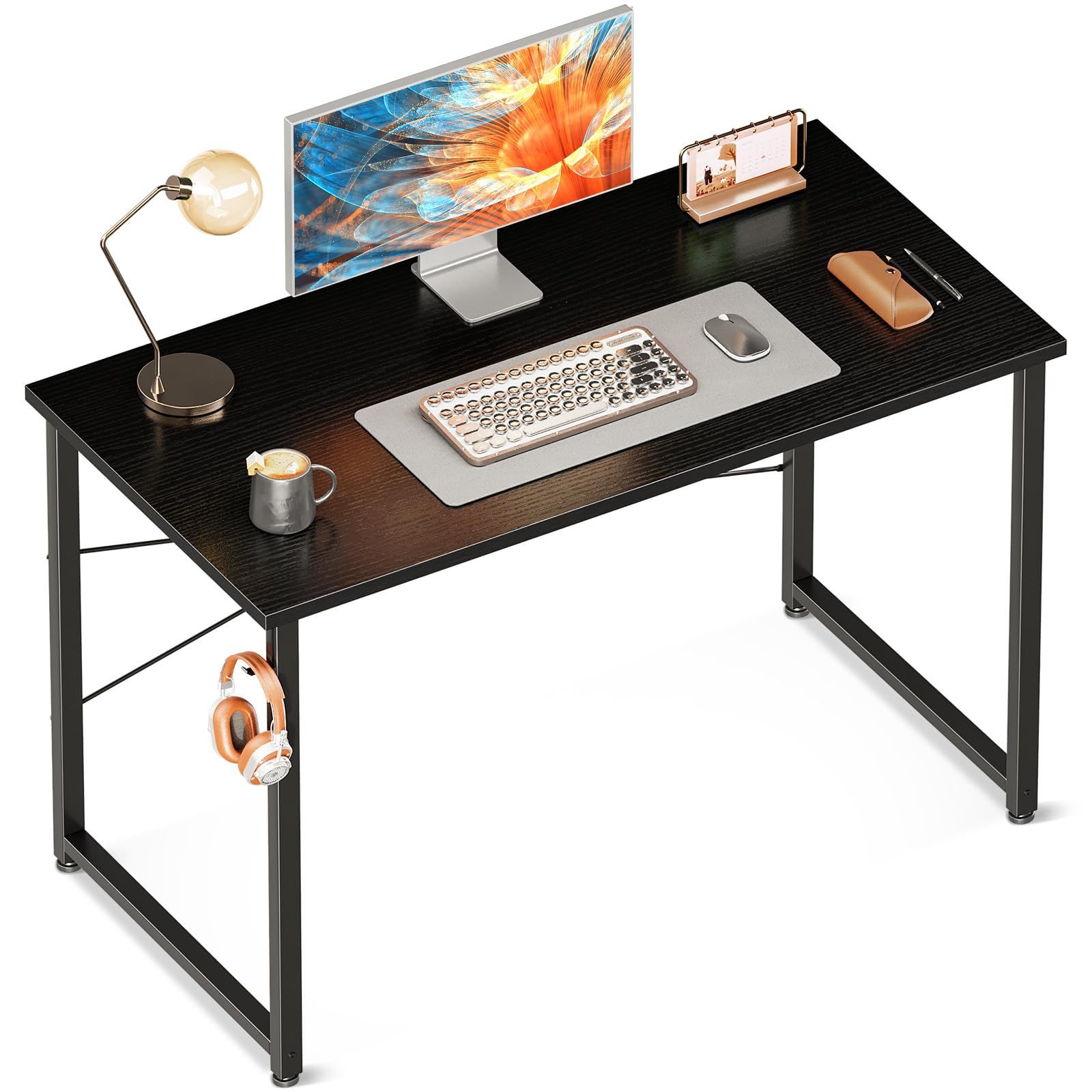 『特価』 黒い 組立簡単 おしゃれ 在宅ワーク フック付き  ワークデスク コンパクト 学習机 desk computer 子 シンプルデスク パソコンデスク ゲーミングデスク 幅100cm pcデスク 机 デスク ODK
