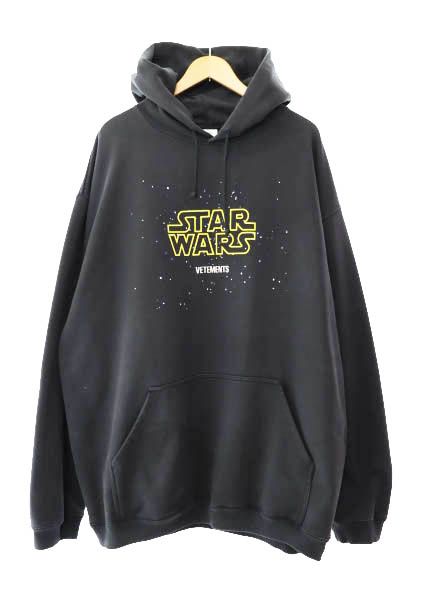 ヴェトモン ベトモン VETEMENTS ×STAR WARS スターウォーズ 20SS Logo Episode Hoodie ロゴ エピソード プリント フーディー プルオーバー パーカー USW21TR012 L黒ブラック AA 251022