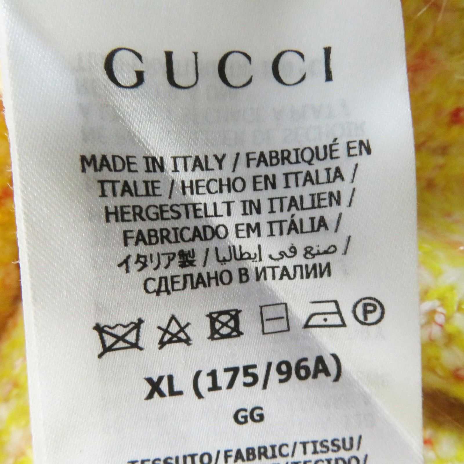 極美品◎GUCCI グッチ 23AW 749026 ウール レーヨン GGインターシャ コットン 半袖ツイード イエロー系 XL イタリア製 正規品 レディース 定価181,500円