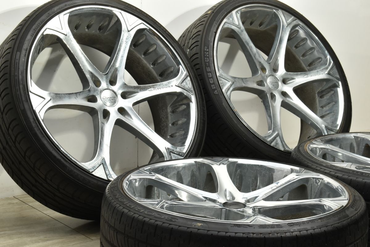 厳しい 大口径 ジオバンナ ダラー5 26in 10.5J 32 PCD120 ピレリ ZENNA 295 30R26 キャデラック エスカレード カスタム用