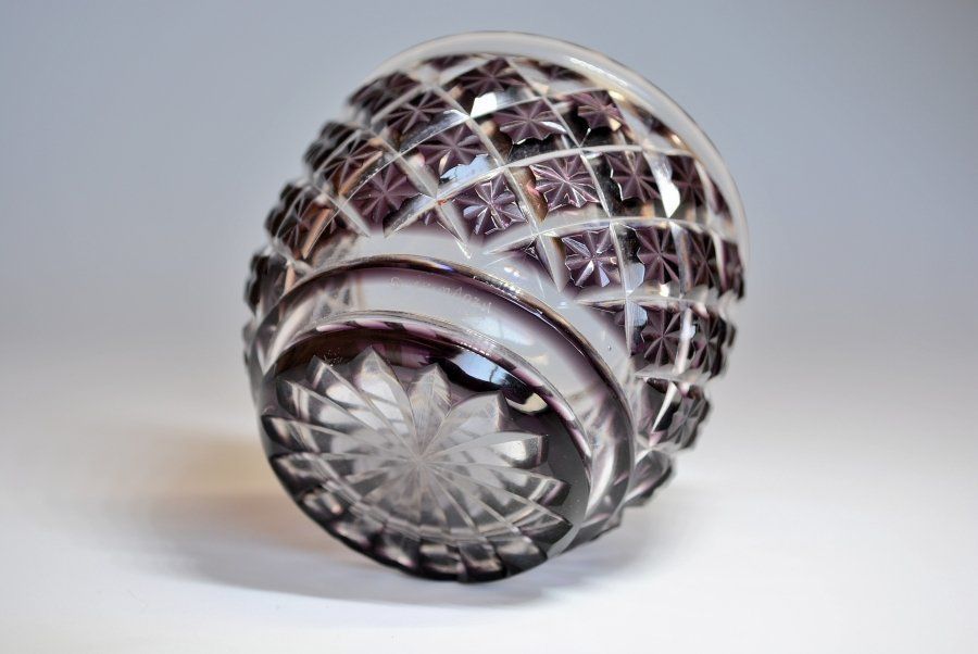 蔵A2572b 薩摩びーどろ工芸 色被せガラス 切子猪口 島津 共箱 WWW_IBETON_RU