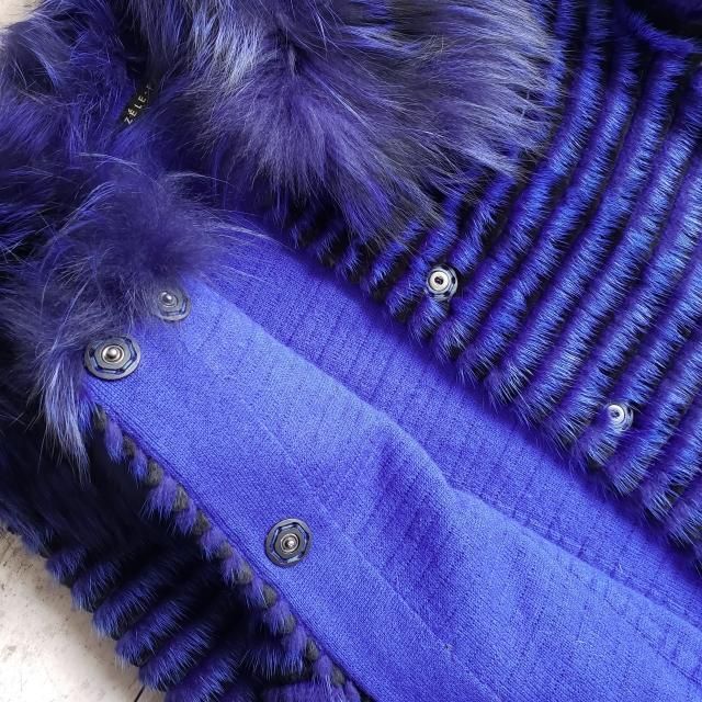 超美品 ゼルパリ ZELE-PARIS ☆ ミンクファー ロングコート 38 青