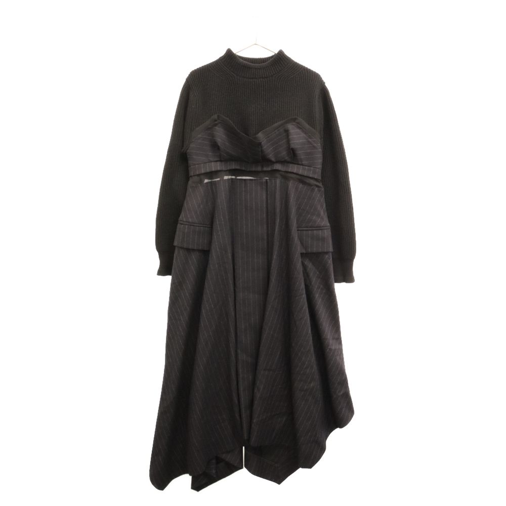 ワンピース sacai Flounce dress sacai - 【未使用】sacai 21aw Suiting Mix Dressの通販 by