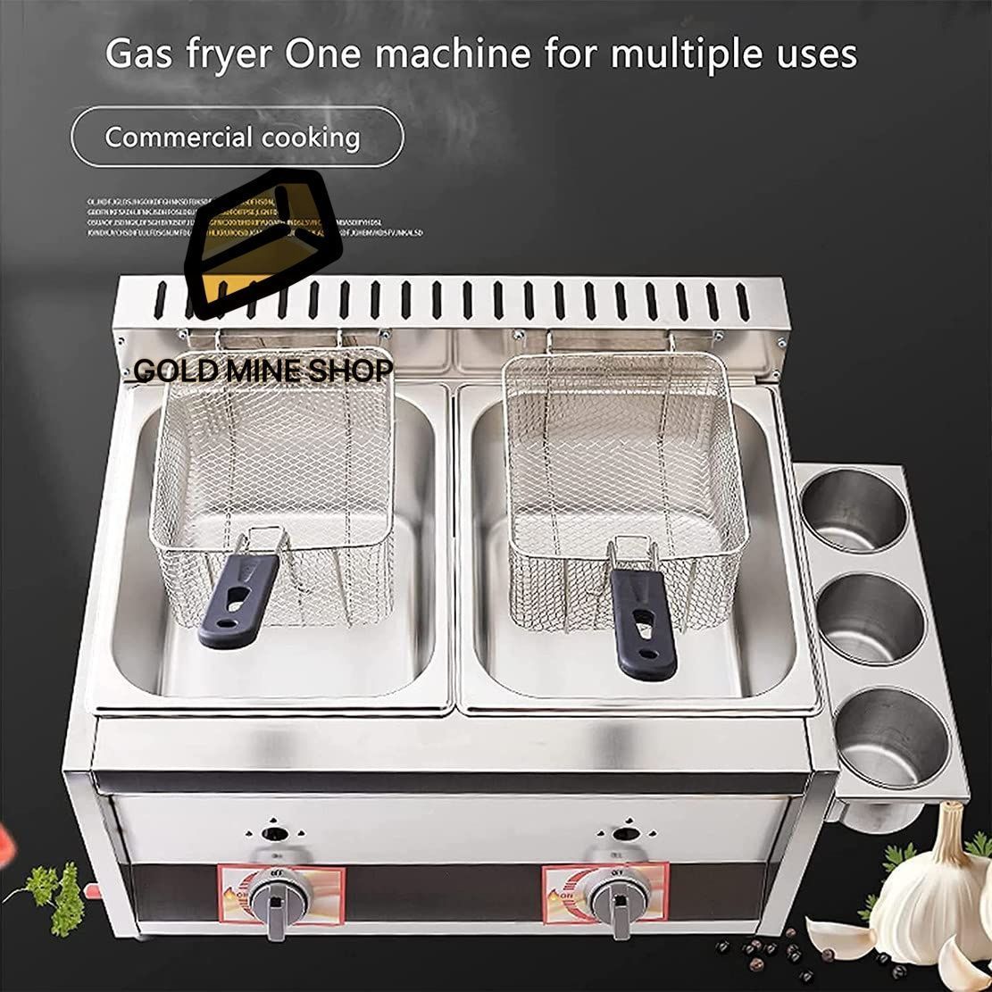 業務用フライヤー カウンタートップガス LPGフライヤー フライバスケット付き フライドポテト チキンウィング ドーナツに最適