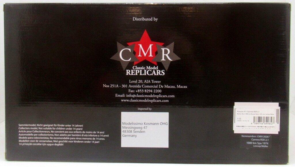 CMR 1 12 Porsche 911 Carrera RSR 2.1 Martini T14 1000km Spa 1974 CMR12026