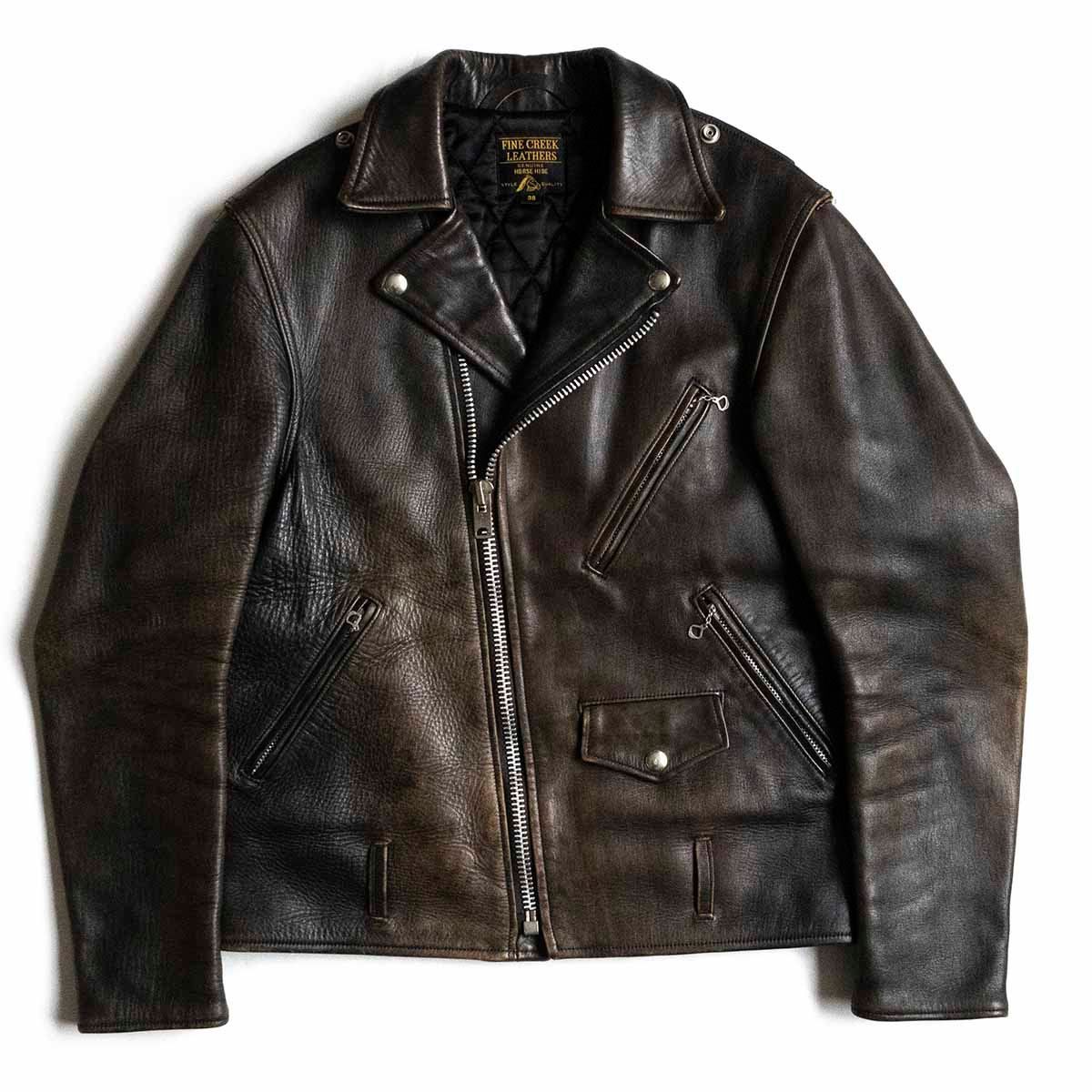 FINE CREEK LEATHERSホースハイドレザーライダースジャケット38