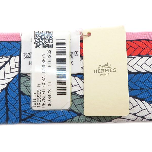 新品　エルメスHERMES ツイリートレスH　ブルーコバルト/ローズ/ヴェール エルメス ツイリー トレスH ブルーコバルト/ローズ/ヴェール