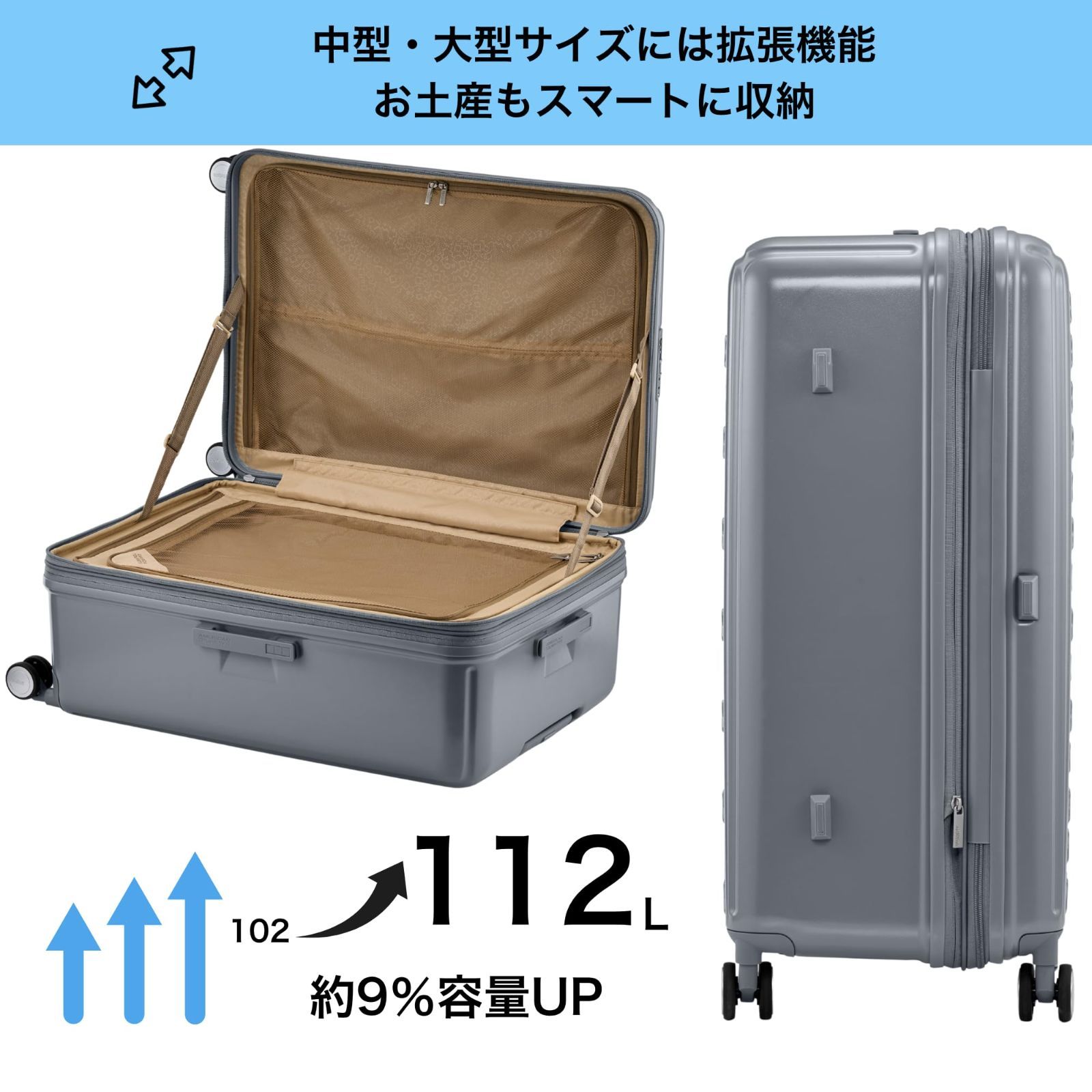 大 75 cm L 102 112 TSAロック エキスパンダブル 拡張機能付き サイドミニフック付き ストッパー付き 20 80構造 1週間以上 5.1 kg 大型 Lサイズ スピナー75 PAXTRA パクストラ キャリーケース スーツケース アメ