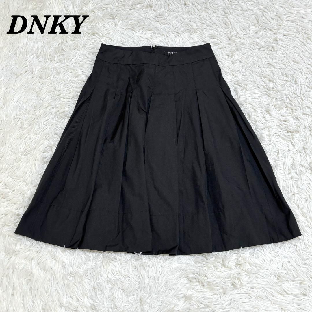DNKY 膝丈 ボックスプリーツ フ スカート 2 ブラック