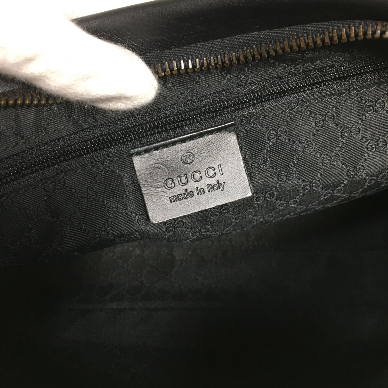 2504-99｜グッチ ハンドバッグ レザー ブラック ターンロック - メルカリ