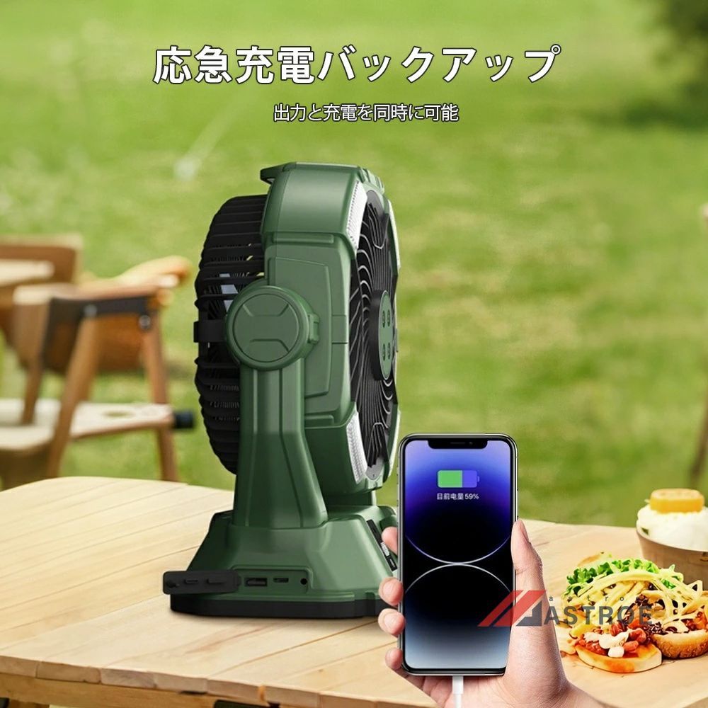 加湿・LED照明・20000mAh】 扇風機 キャンプ 扇風機 ミスト