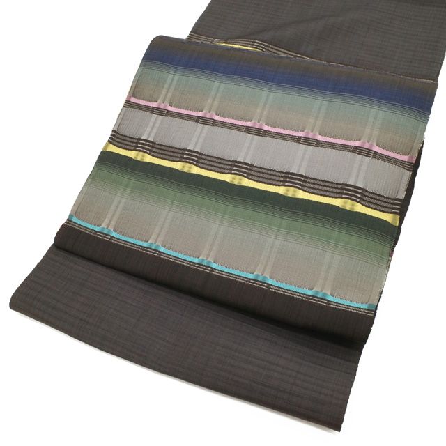 新品】 藤山千春 名古屋帯 九寸 反物 未使用 正絹 吉野間道 草木染