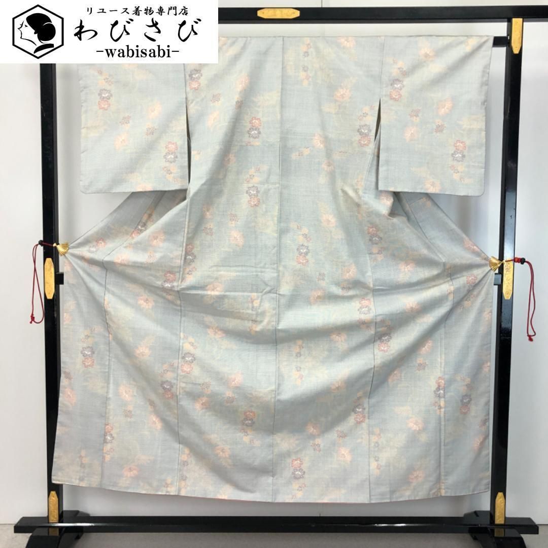 訪問着 品のある花模様 雲井鼠色 しつけ糸 K-5221 訪問着 品のある花模様 雲井鼠色 しつけ糸 K-5221 着物 きもの