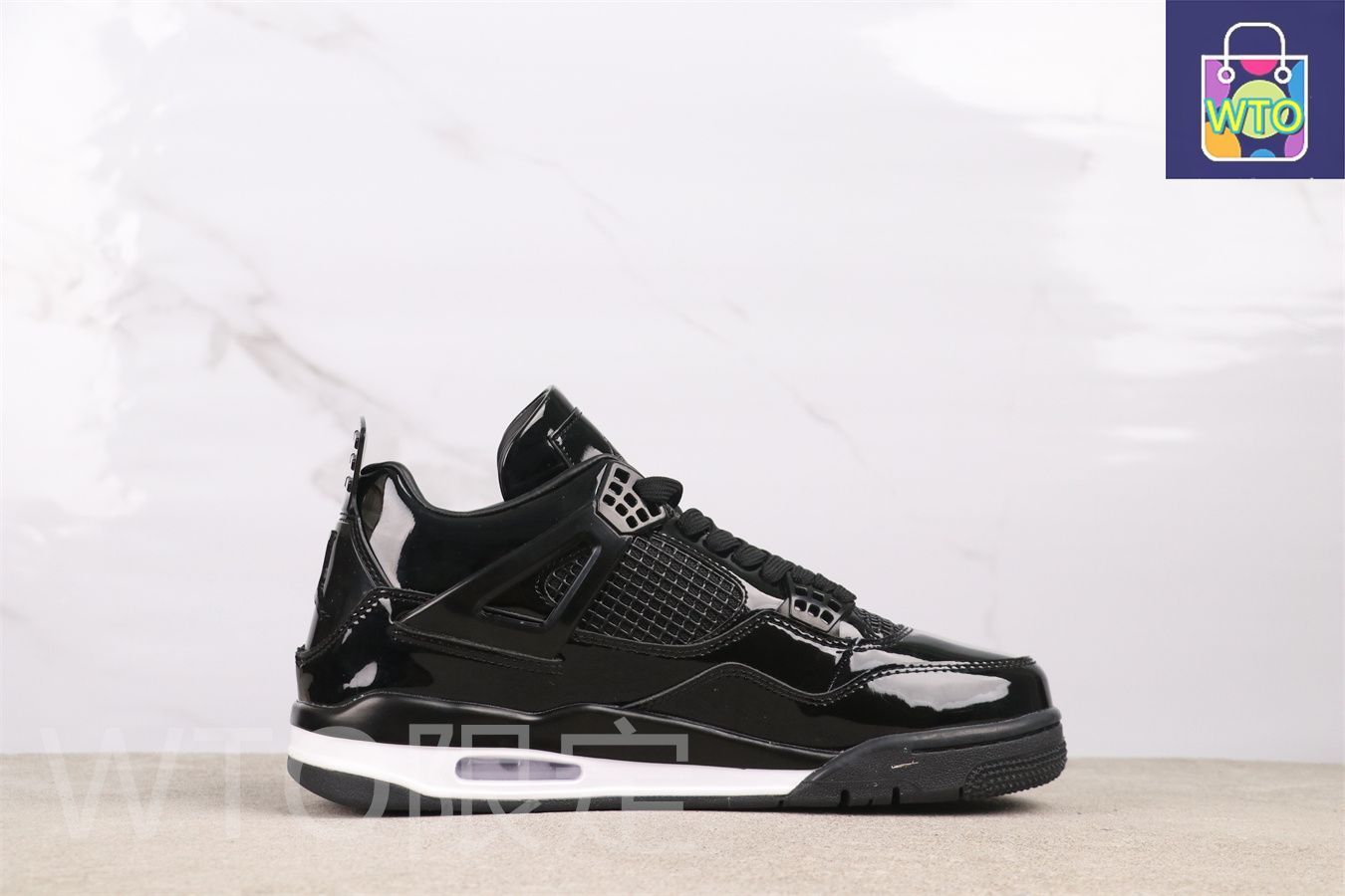 今日 Air Jordan エア ジョーダン AJ4 719864 - 010 ブラック ペイント レザー-WTO輸入2