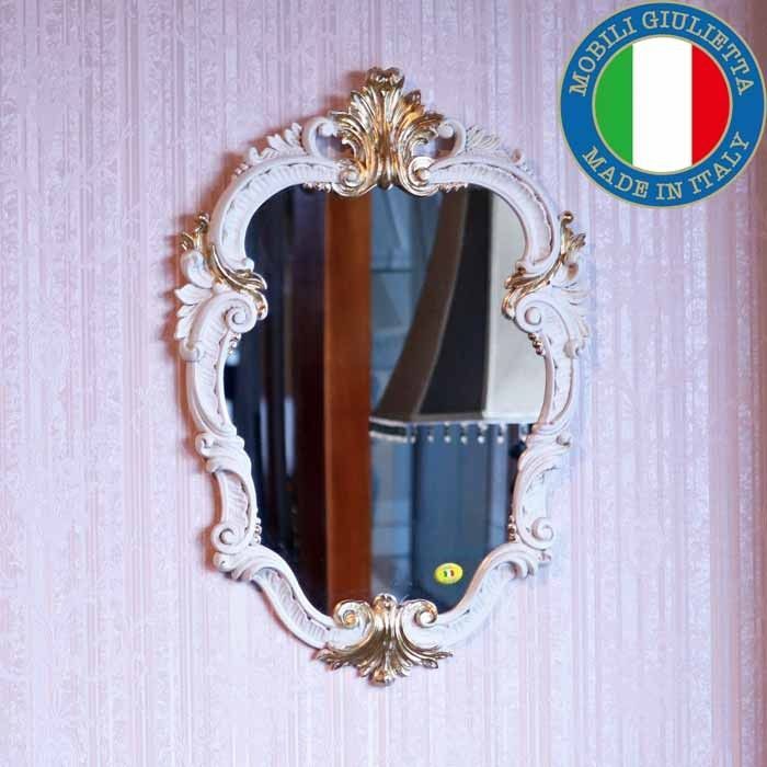 イタリア製 デコレーションミラー 壁掛け ミラー アイボリー ゴールド