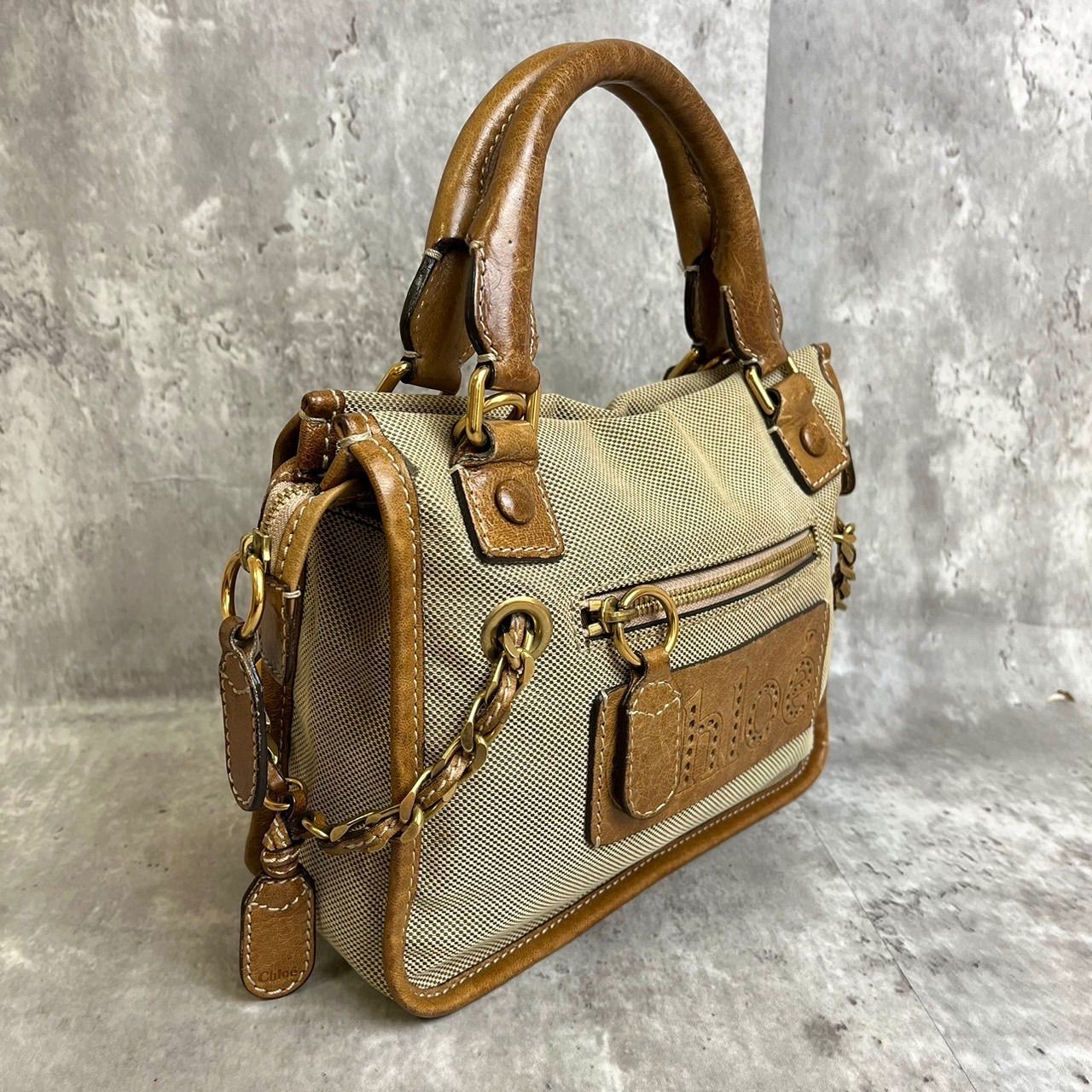 Chloe クロエ ハーレー キャンバス×レザー トートバッグ Chloe クロエ ハーレー キャンバス×レザー トートバッグ (大) Chloe