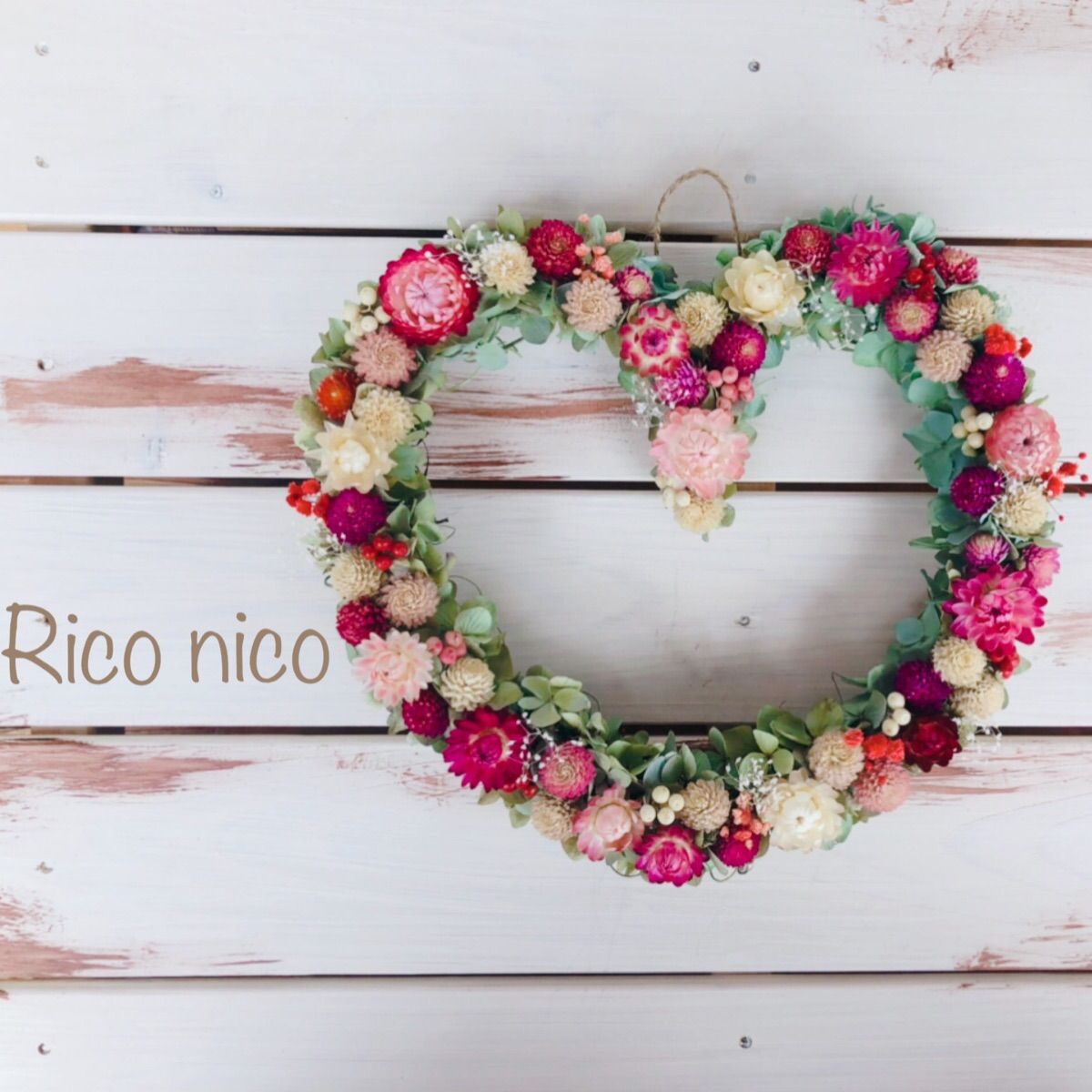 小花いっぱいハートリース