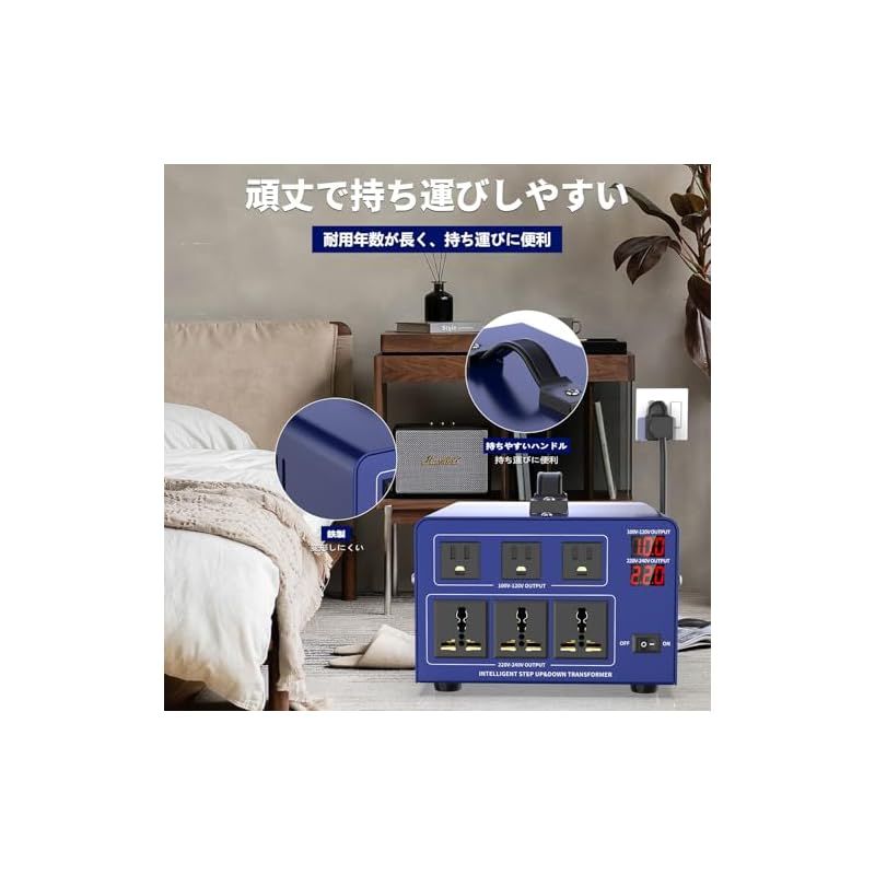 3000VA 変圧器 100V 220V アップトランス ダウントランス 入力出力電圧自動切替 海外 両用型変圧器 降圧 昇圧兼用型 自由変換 ポータブル海外機器対応 電源変換プラグ LLC-HASEGAWATOSO_COM