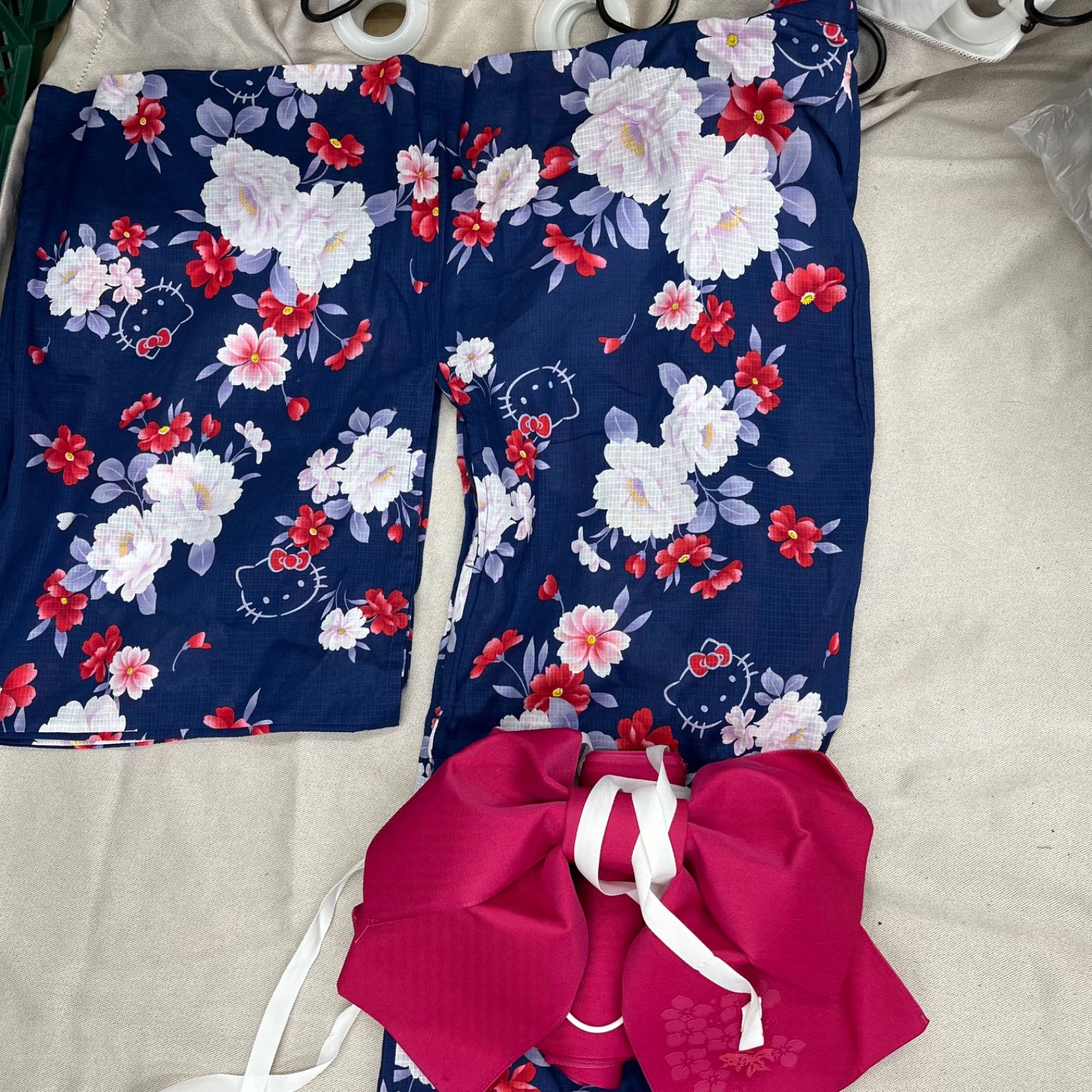 ハローキティ キティちゃん 浴衣 帯 セット 紺 - メルカリ