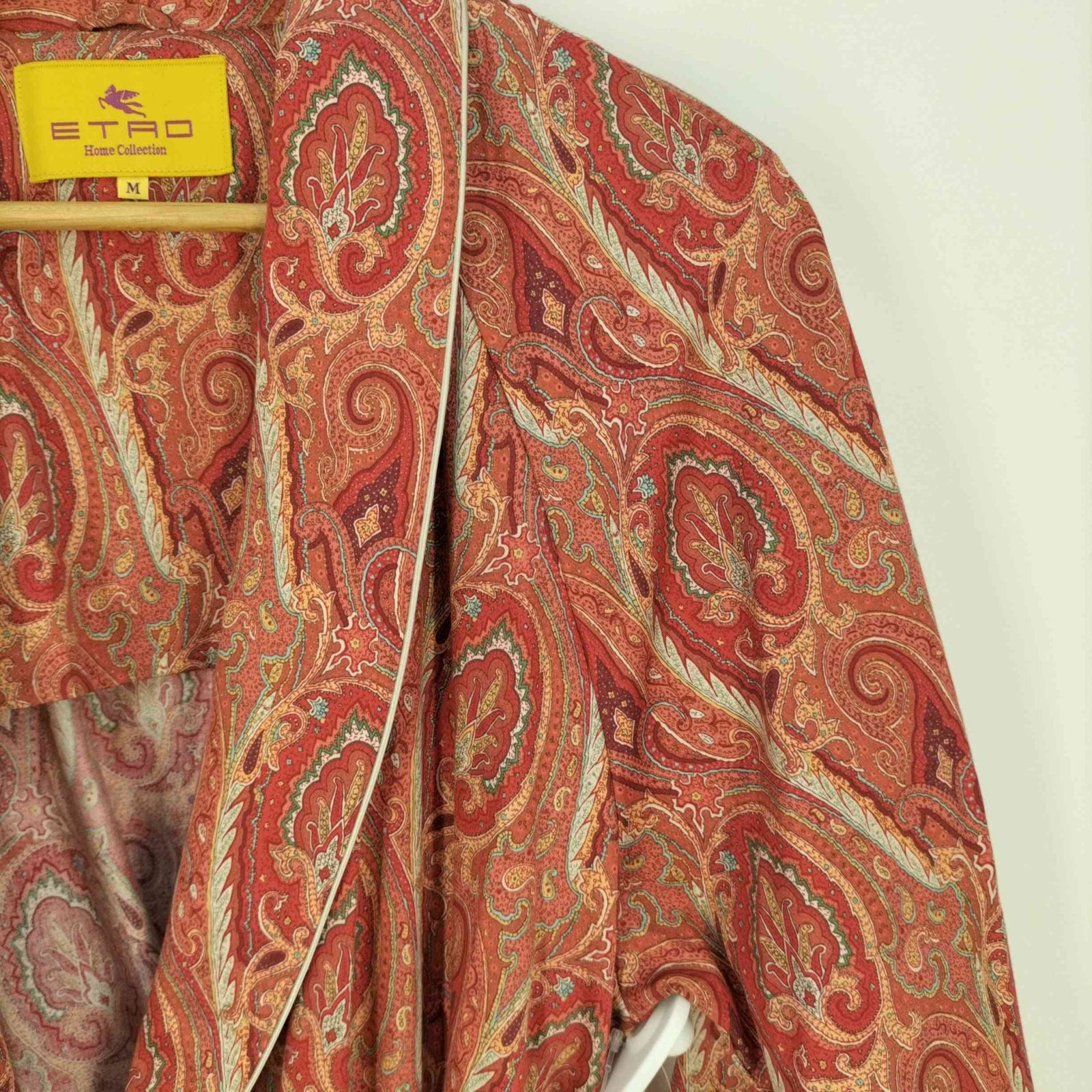 美品 ETRO ペイズリー柄 ガウンコート ベルト アンゴラ混