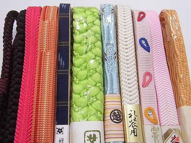 平和屋2■和装小物 帯締め全て未使用10本 礼装用 笹浪組 本場琉球絣 金糸 三越扱い 逸品 未使用 ih454