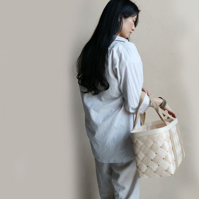CINQ サンク 白樺のかごバッグ（L）| ハンドメイド かご ピクニック