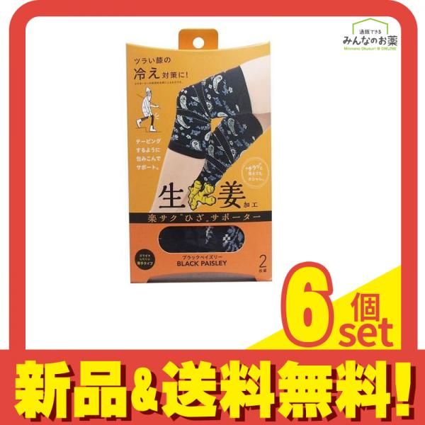 コジット 楽サクひざサポーター 生姜加工 左右兼用 ブラックペイズリー 2枚組 6個セット