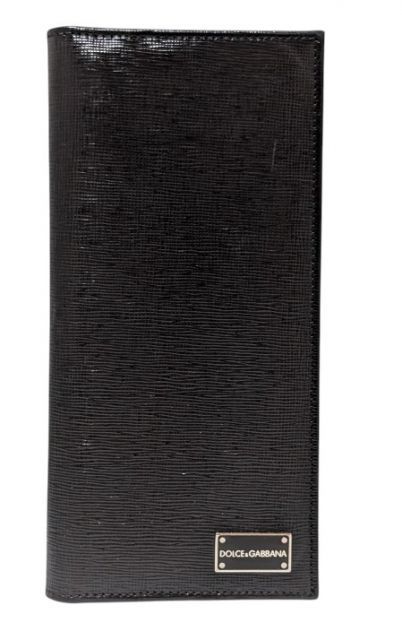 ドルチェ＆ガッバーナ 長財布 型押し レザー ブラック 黒 ロゴプレート  