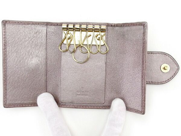 【極美品】 GUCCI グッチシマ キーケース 6連 GG ハート パープル 極美品】 GUCCI グッチシマ キーケース 6連 GG ハート パープル