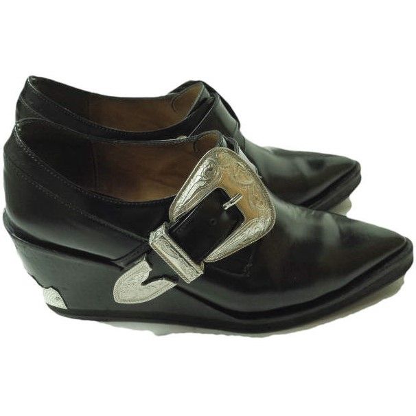 TOGA PULLA トーガ プルラ Metal Buckled Wedge Heel Monk Strap Shoes