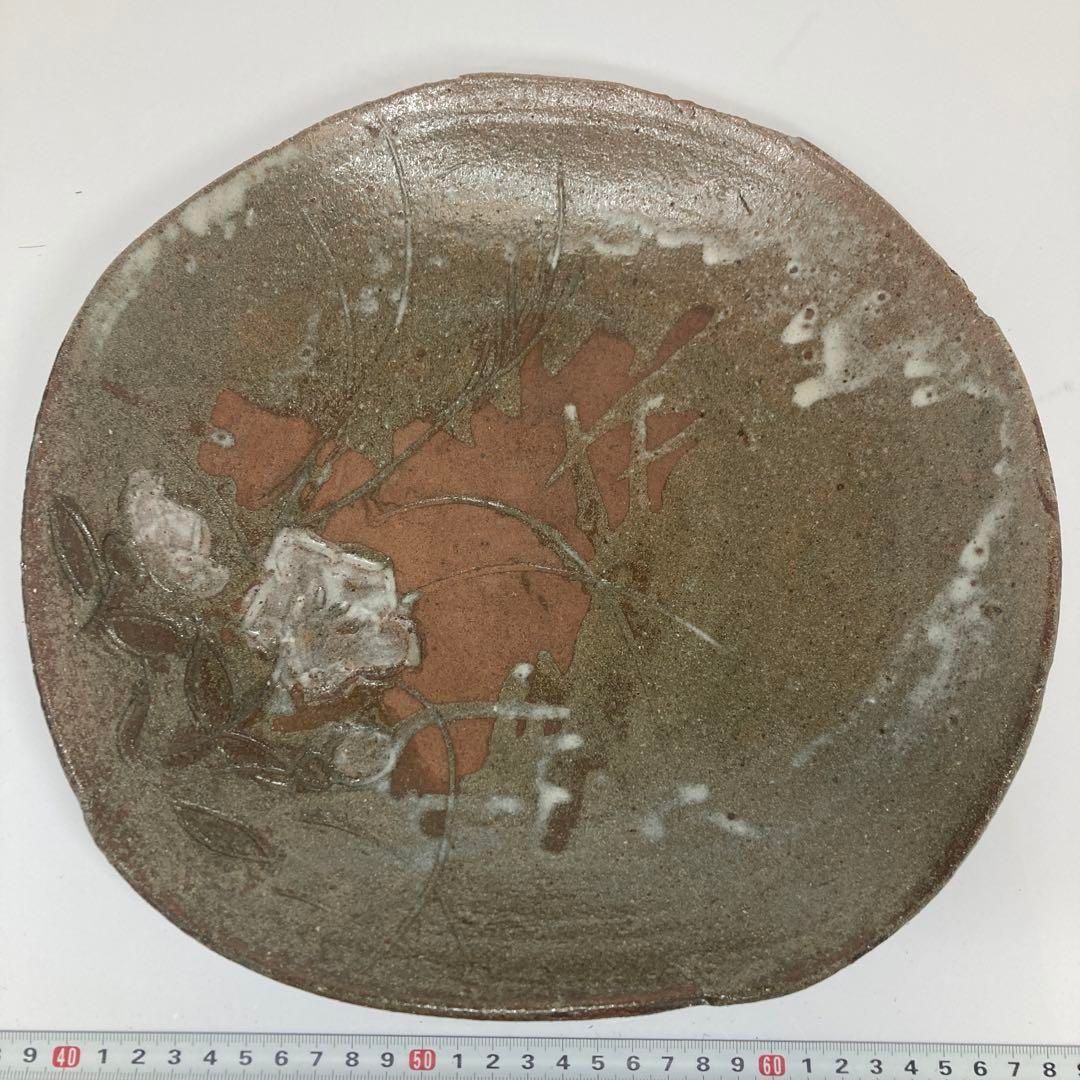 坪島土平　廣永窯　秋草図大皿　唐津　共箱　直径31.2cm 東H5-0624⑦ 坪島土平 廣永窯 秋草図大皿 唐津 共箱 直径31.2cm 東H5-0624⑦