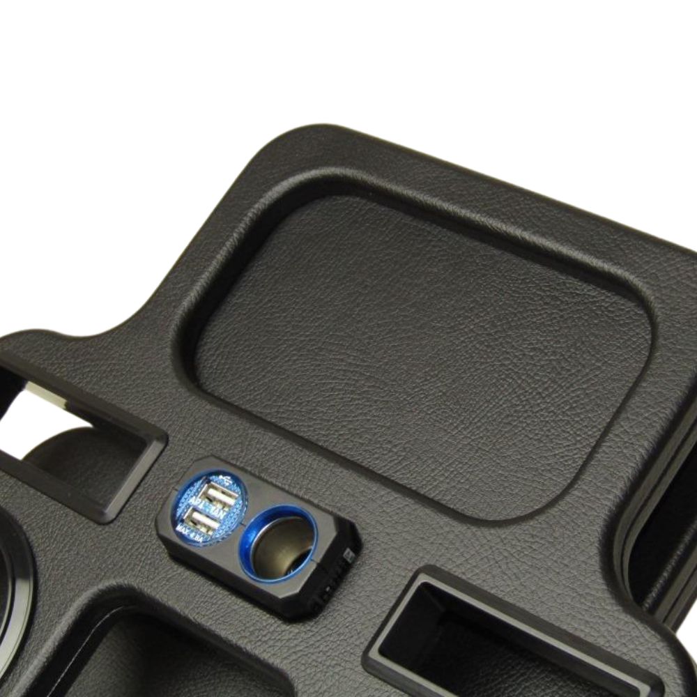 レザー調 エレガントブラック USB充電付 マルチドリンクホルダー リア用 ハイエース 200系 前期 後期 デザイン2 受注生産品納期3week