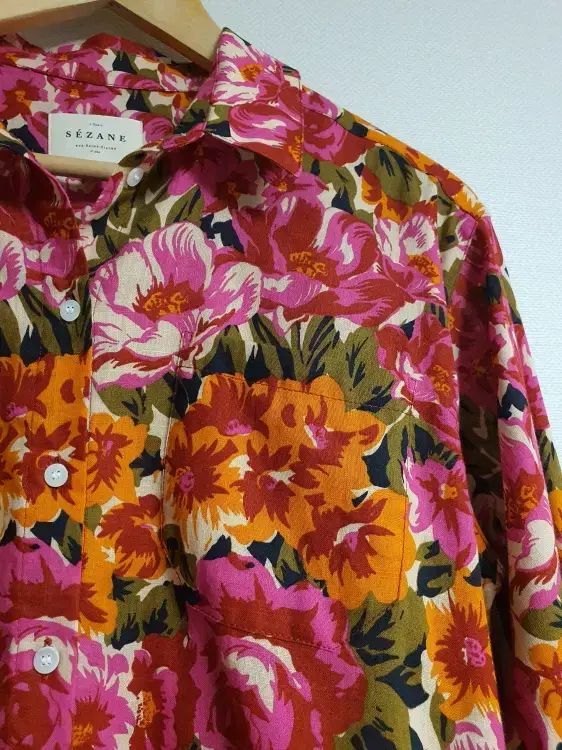 新品●SÉZANEセザンヌ●フラワー花柄 シルク混ブラウスカーディガン●希少40 新品○SÉZANEセザンヌ○フラワー花柄 シルク混ブラウス