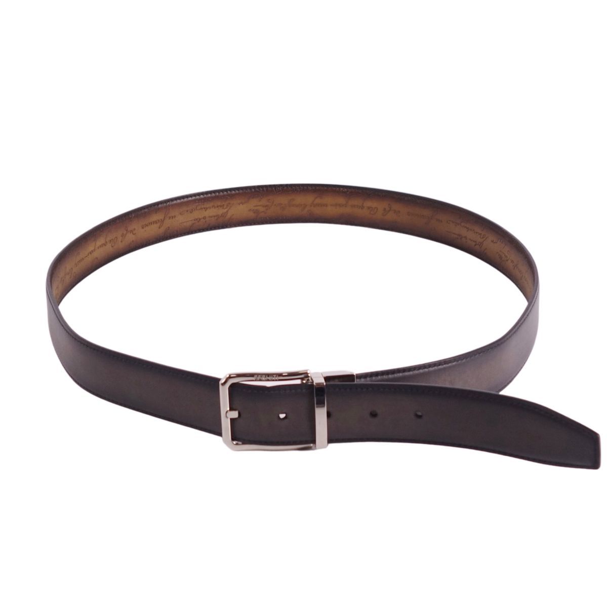 【美品】Berluti ベルルッティ カリグラフィ ブラック レザー ベルト 美品 ベルルッティ BERLUTI ベルト レザーベルト リバーシブル