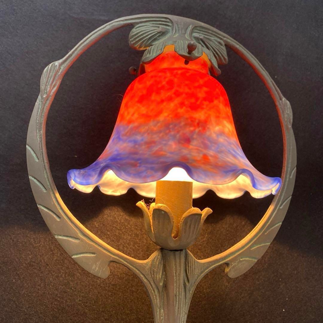 アンティーク フランス異色溶かし込ガラスランプ