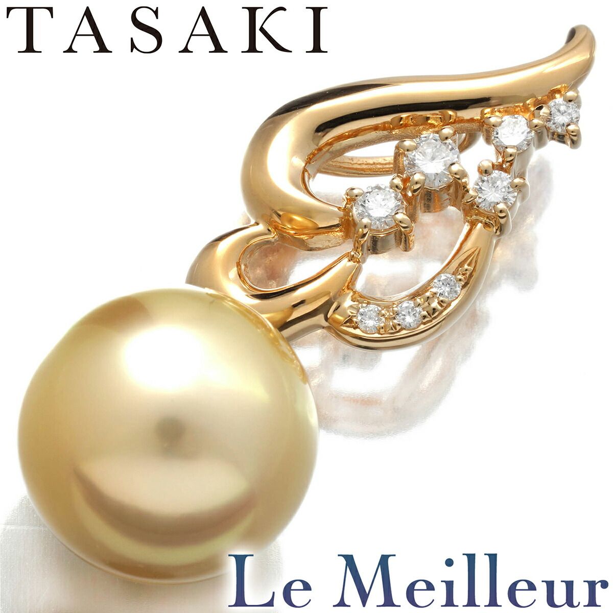 タサキ　ゴールデンパール　ダイヤ　ペンダントトップ　K18 TASAKI タサキ 田崎 ダイヤゴールデンパールネックレス K18 YG