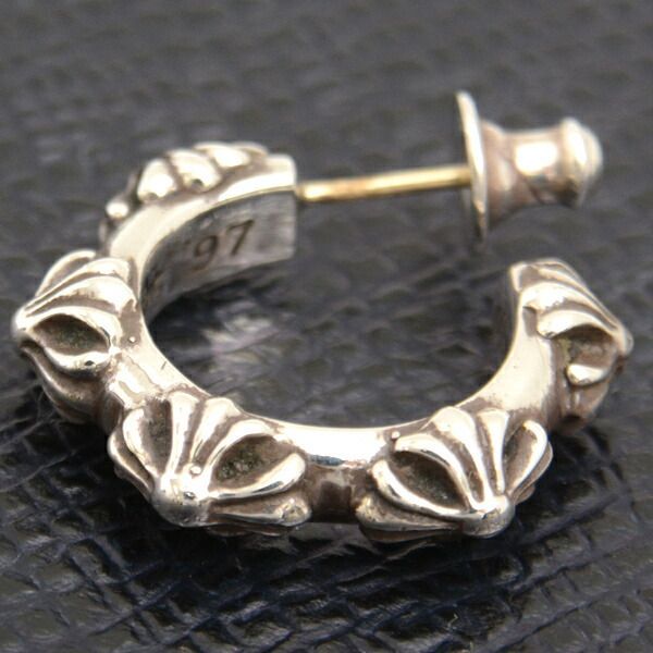 クロムハーツ クロスバンド フープ ピアス 925 キャッチ無し クロム