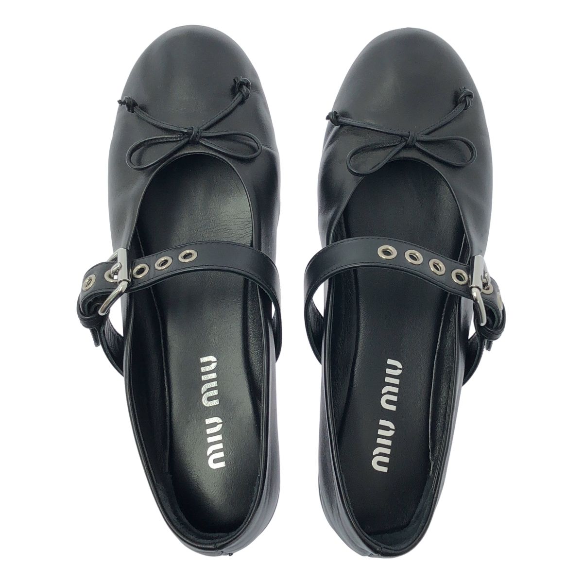 美品】 miu miu / ミュウミュウ | レザー バレリーナ フラットシューズ 