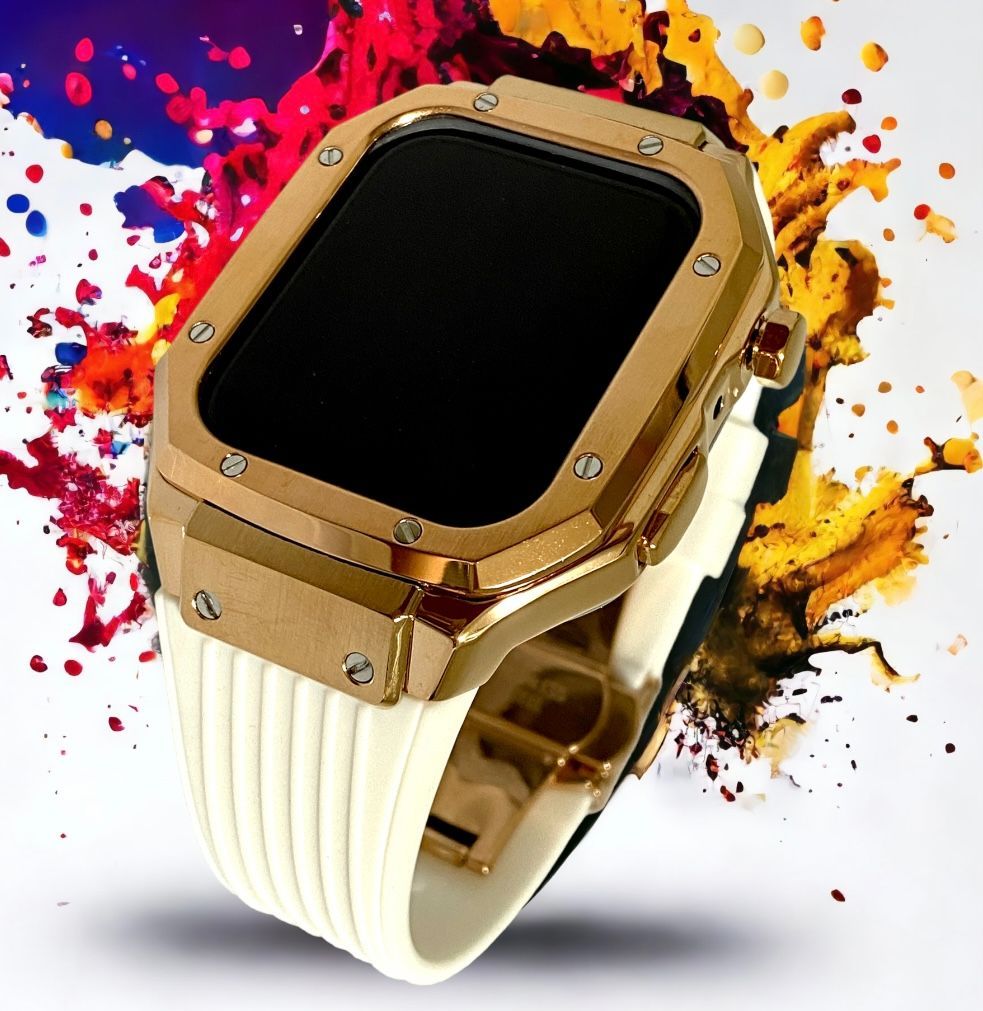 Apple Watchラバーバンドカバーメタルケースアップルウォッチ