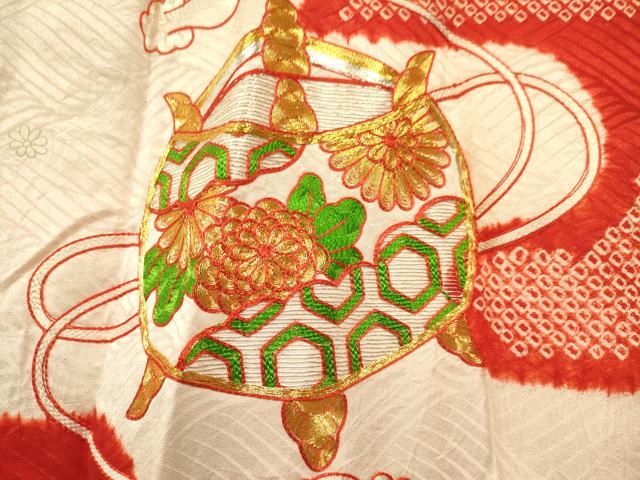 平和屋着物[]お宮参り 女の子 祝着 産着 初着 のしめ 絞り 刺繍