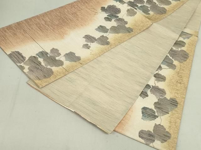 平和屋着物○六通柄袋帯 紙布 蔦の葉文 手もみ引箔 正絹 逸品